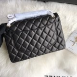 CC CF Knockoff Grained Lambskin & Gold-Tone Metal 30CM Black Maxi