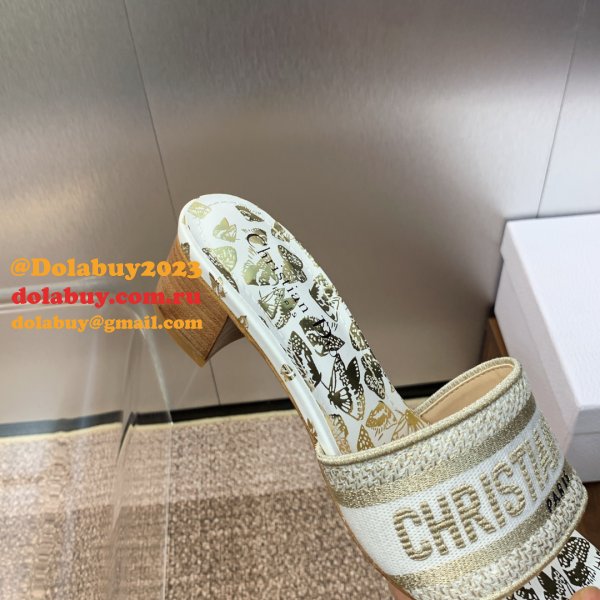 High Quality Dior Dway Heeled Slides Replica Shoes