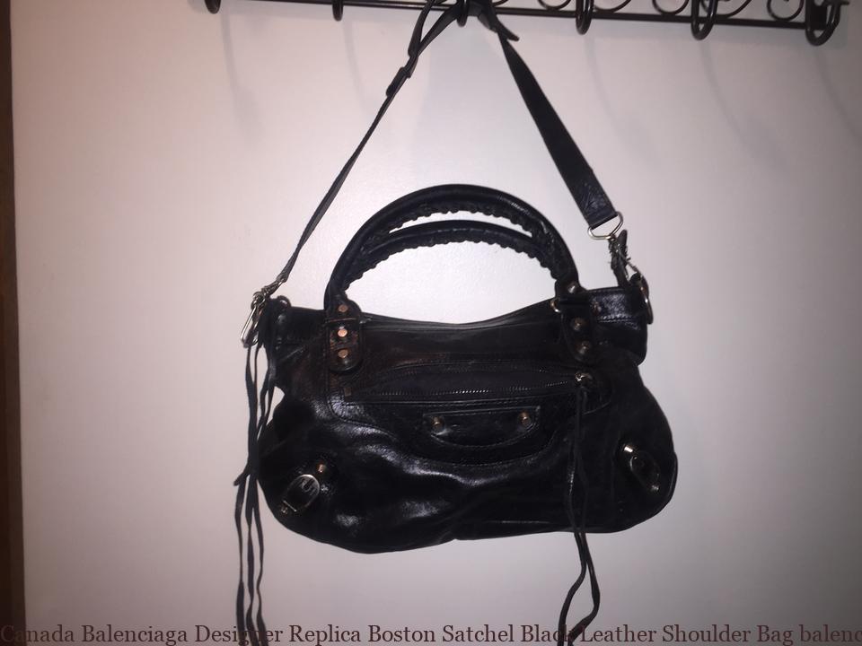 Canada Balenciaga Designer Replica Boston Satchel Black Leather Shoulder Bag balenciaga replica ...
